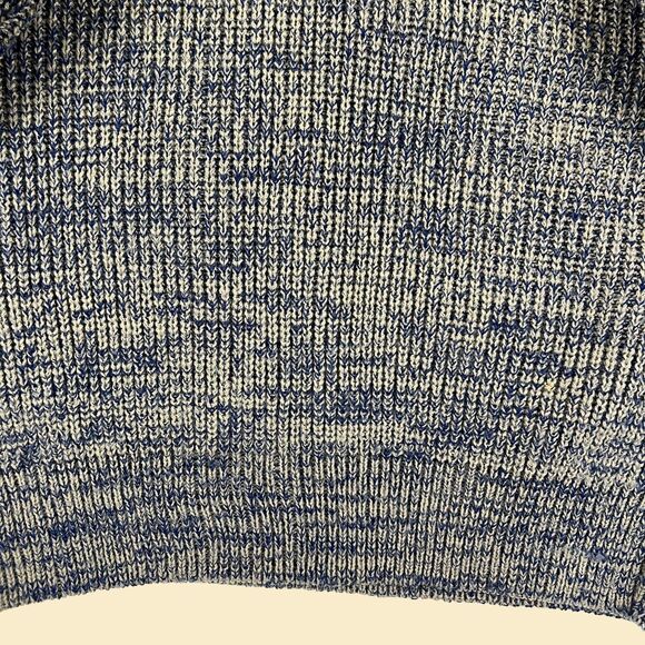 1980s XL crewneck sweater by Expressions, vintage blue & beige acrylic pullover - Picture 5 of 9